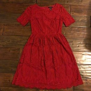 Red Laced A-Line dress